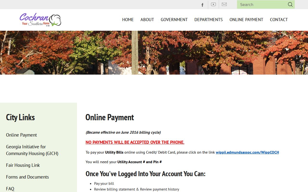 Cochran court records online traffic payment routing page